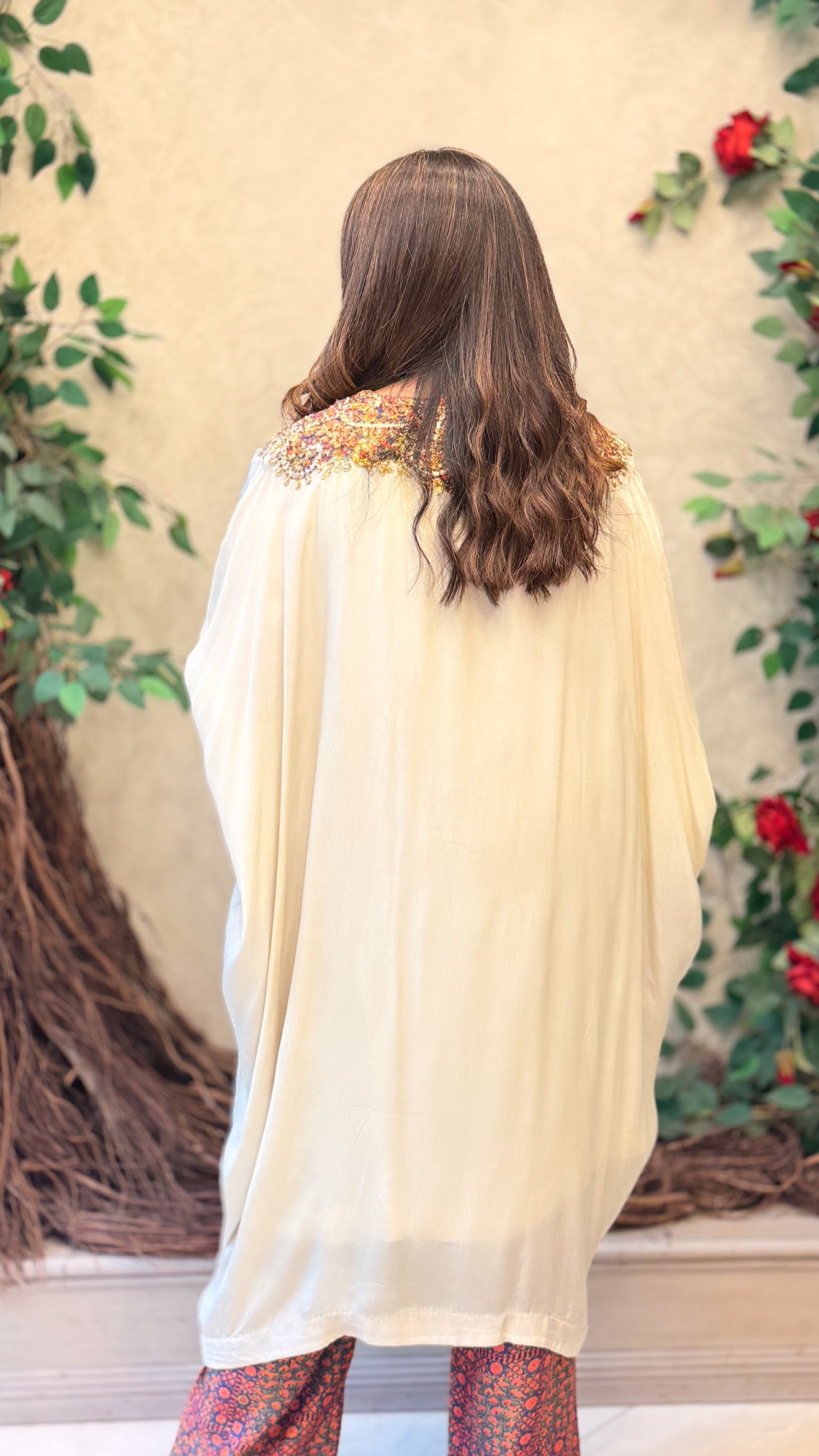 Ivory Luxe Embellished Kaftan Set