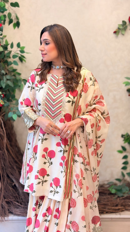 Gulnaar Floral Sharara Set