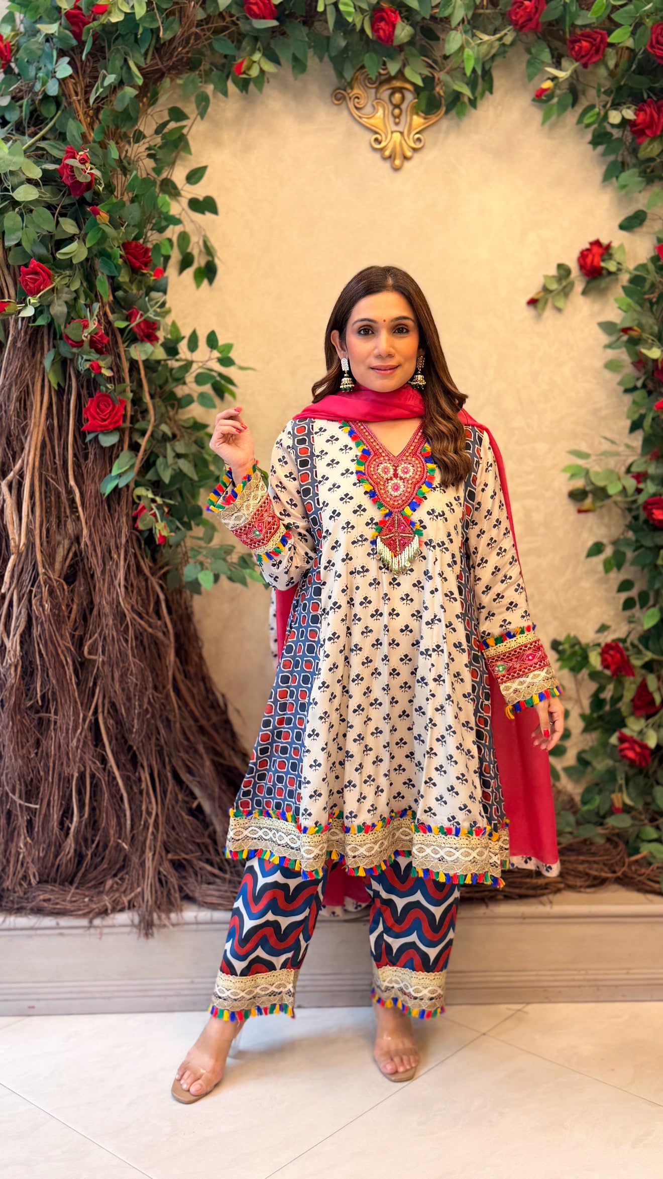 Ivory Mirror Embroidery Suit