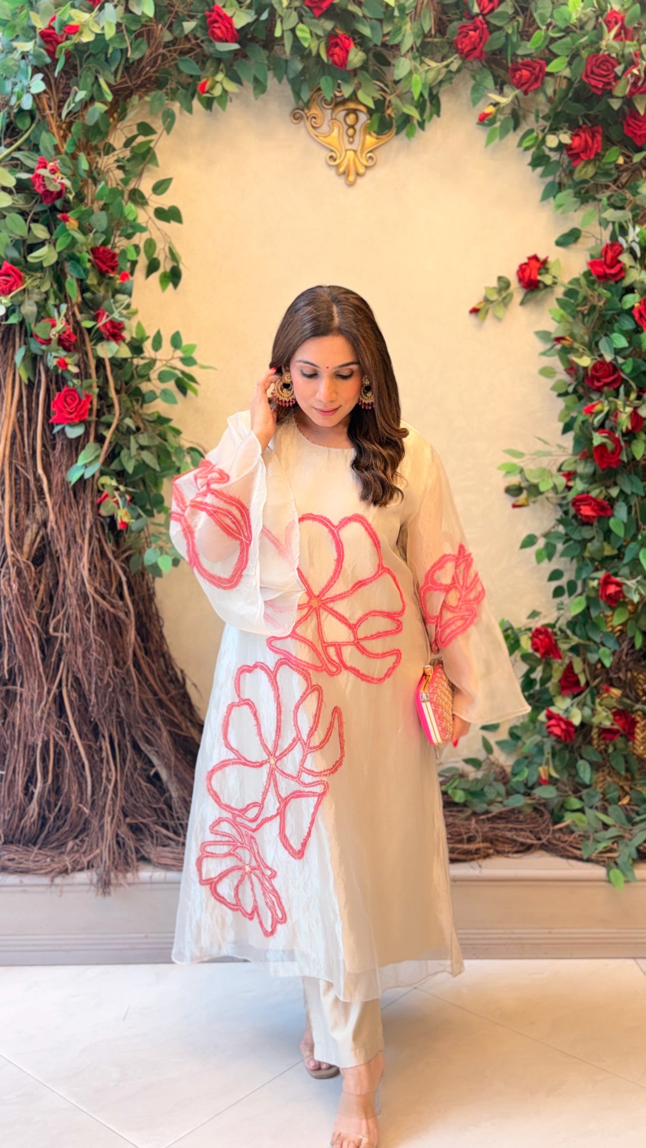 Ivory Petal Tissue kaftan set