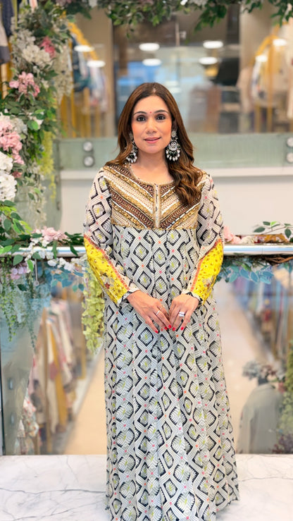 Noor Geometrical Anarkali Set