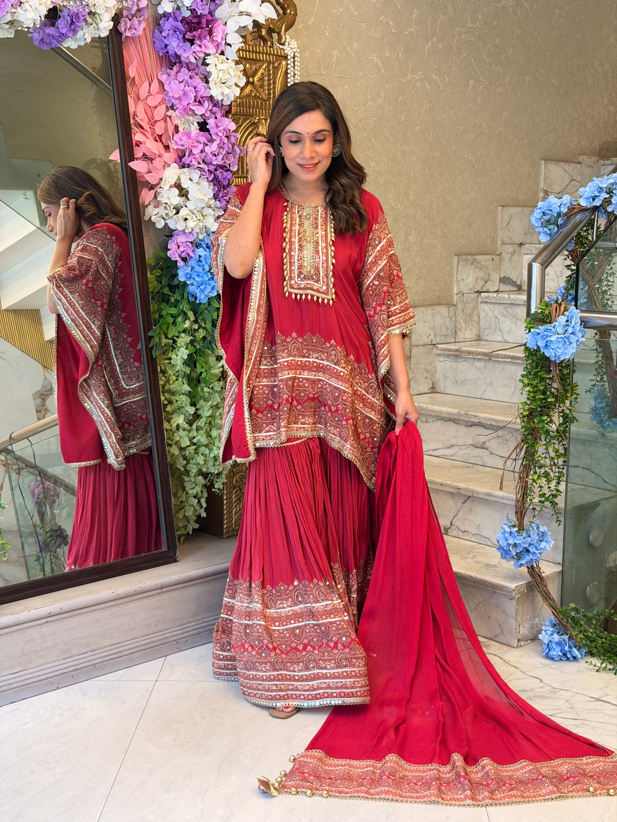 Surkh Gul Garara Set