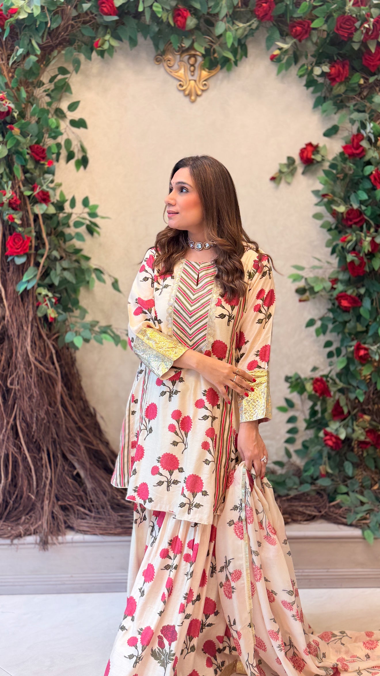 Gulnaar Floral Sharara Set