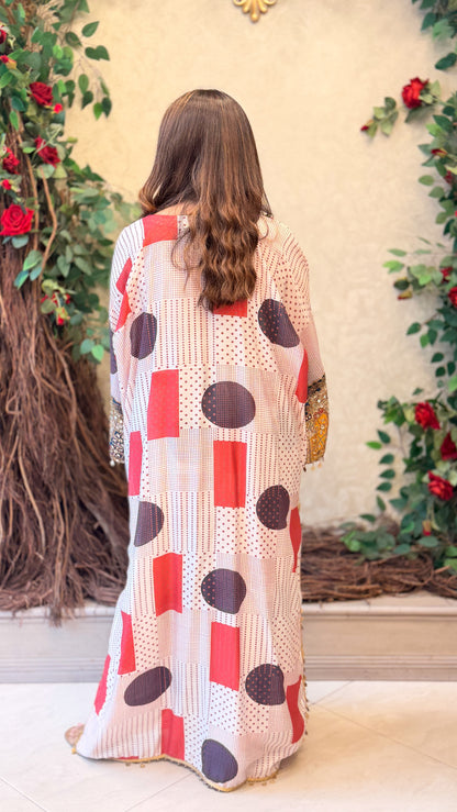 Ivory Mosaic Kaftan Set