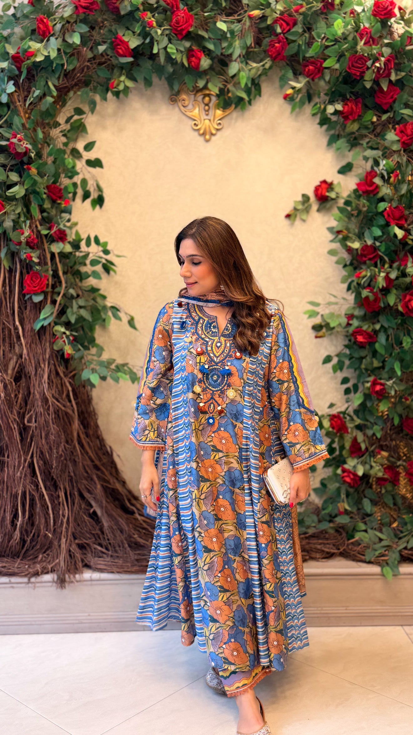 Azure Bloom Printed Suit