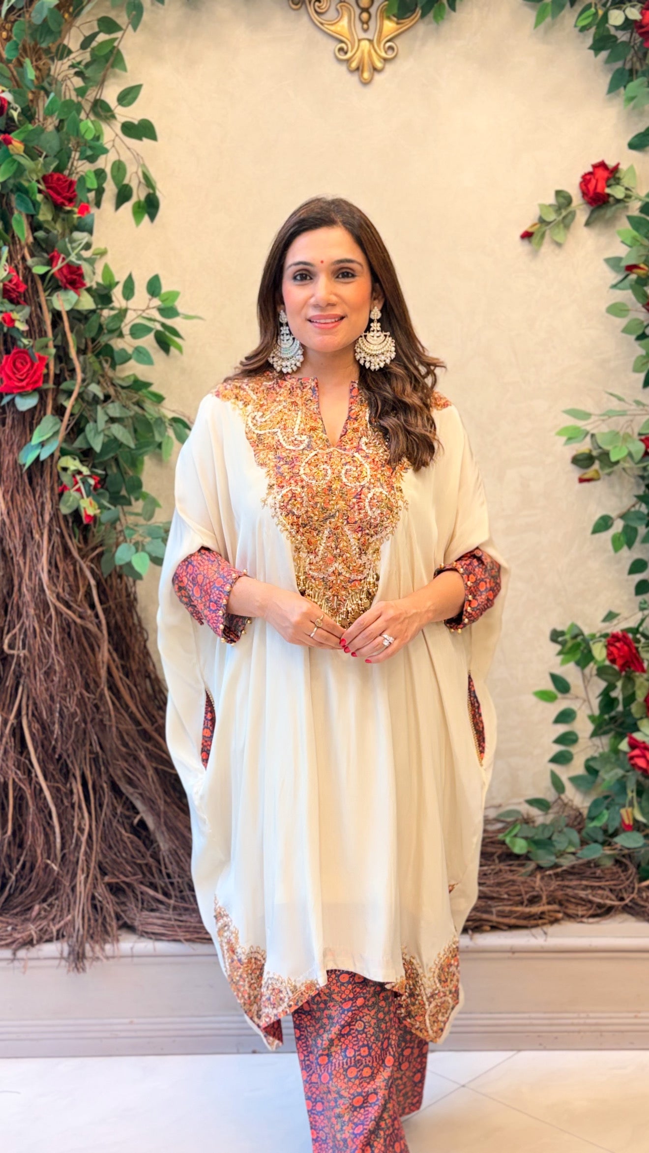 Ivory Luxe Embellished Kaftan Set