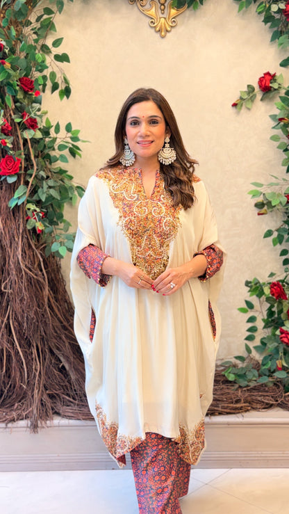 Ivory Luxe Embellished Kaftan Set