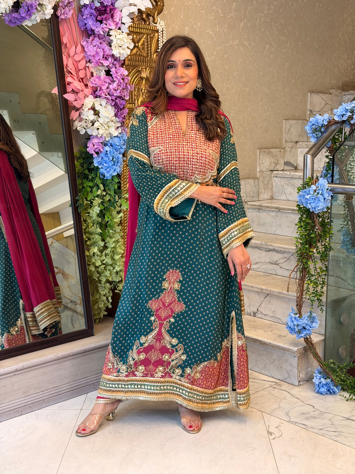 Zareen Teal Kurta Set