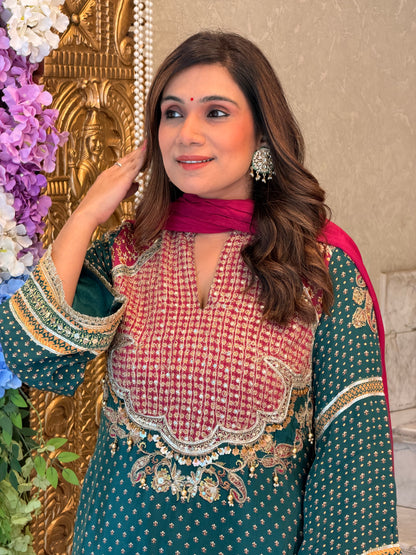 Zareen Teal Kurta Set