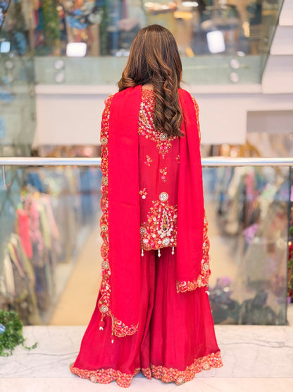 Meher Ruby Sharara Set