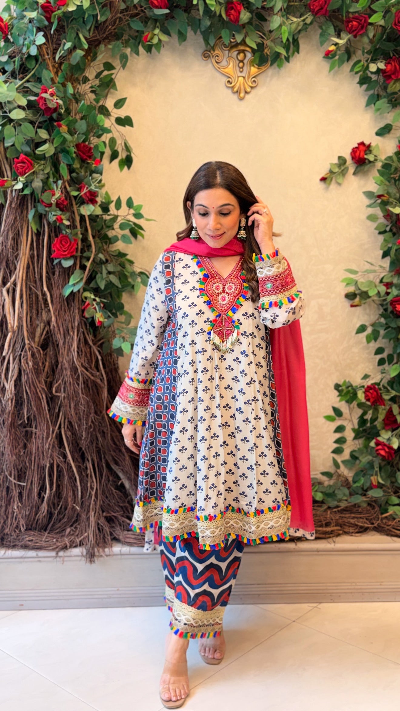 Ivory Mirror Embroidery Suit