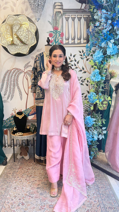 Mehva - Handcrafted Organza Anarkali Set