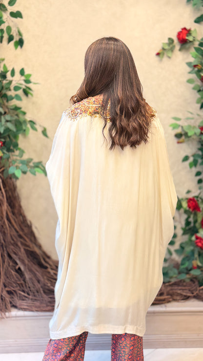 Ivory Luxe Embellished Kaftan Set