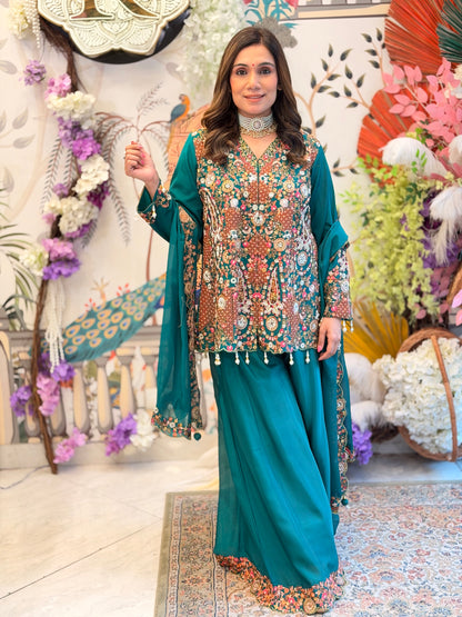 Meher Emerald Sharara Set