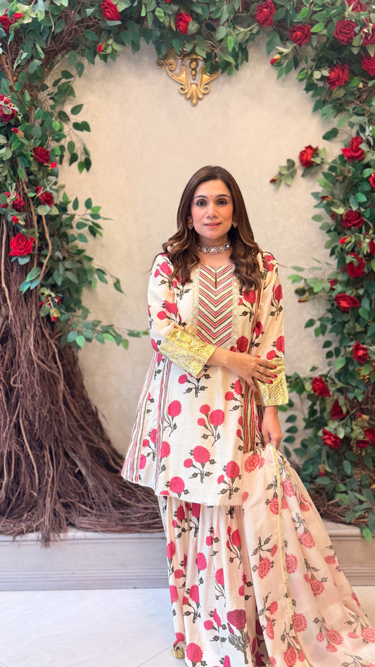 Gulnaar Floral Sharara Set