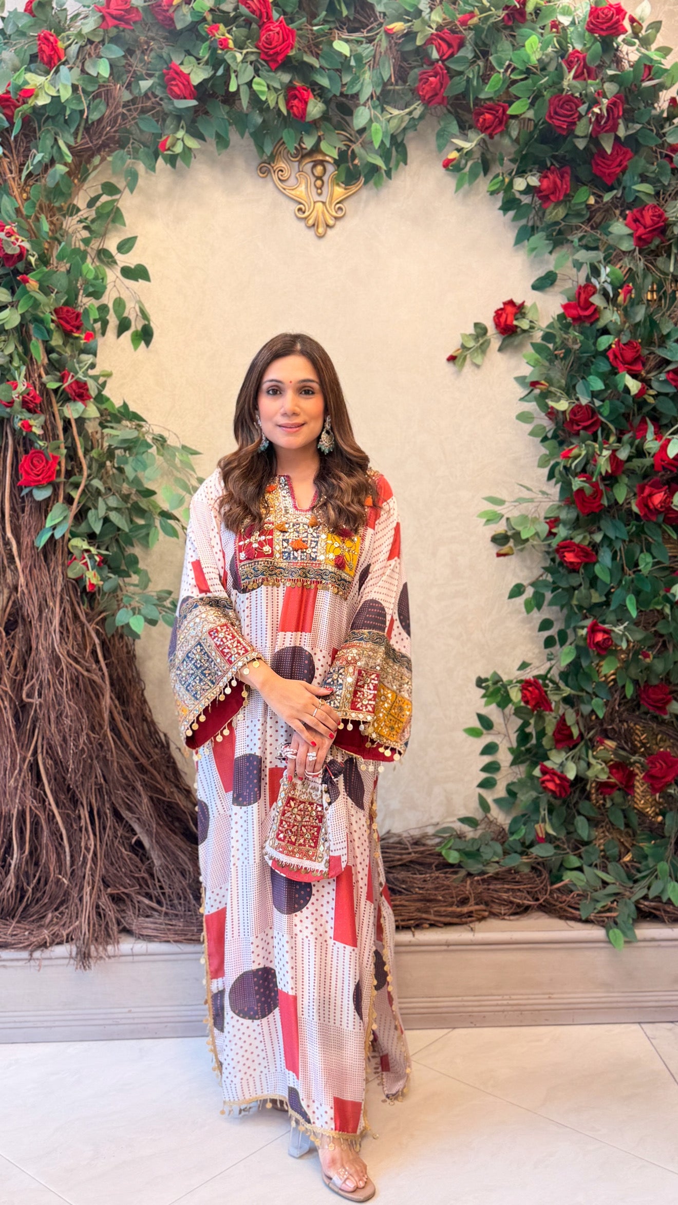 Ivory Mosaic Kaftan Set