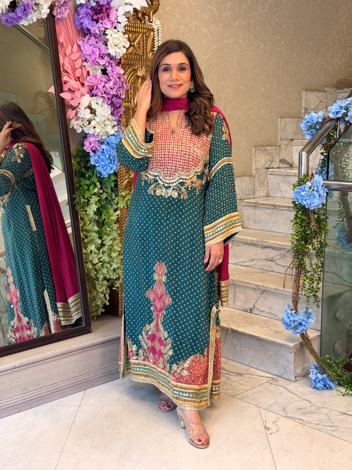 Zareen Teal Kurta Set