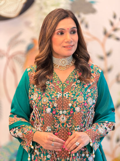Meher Emerald Sharara Set