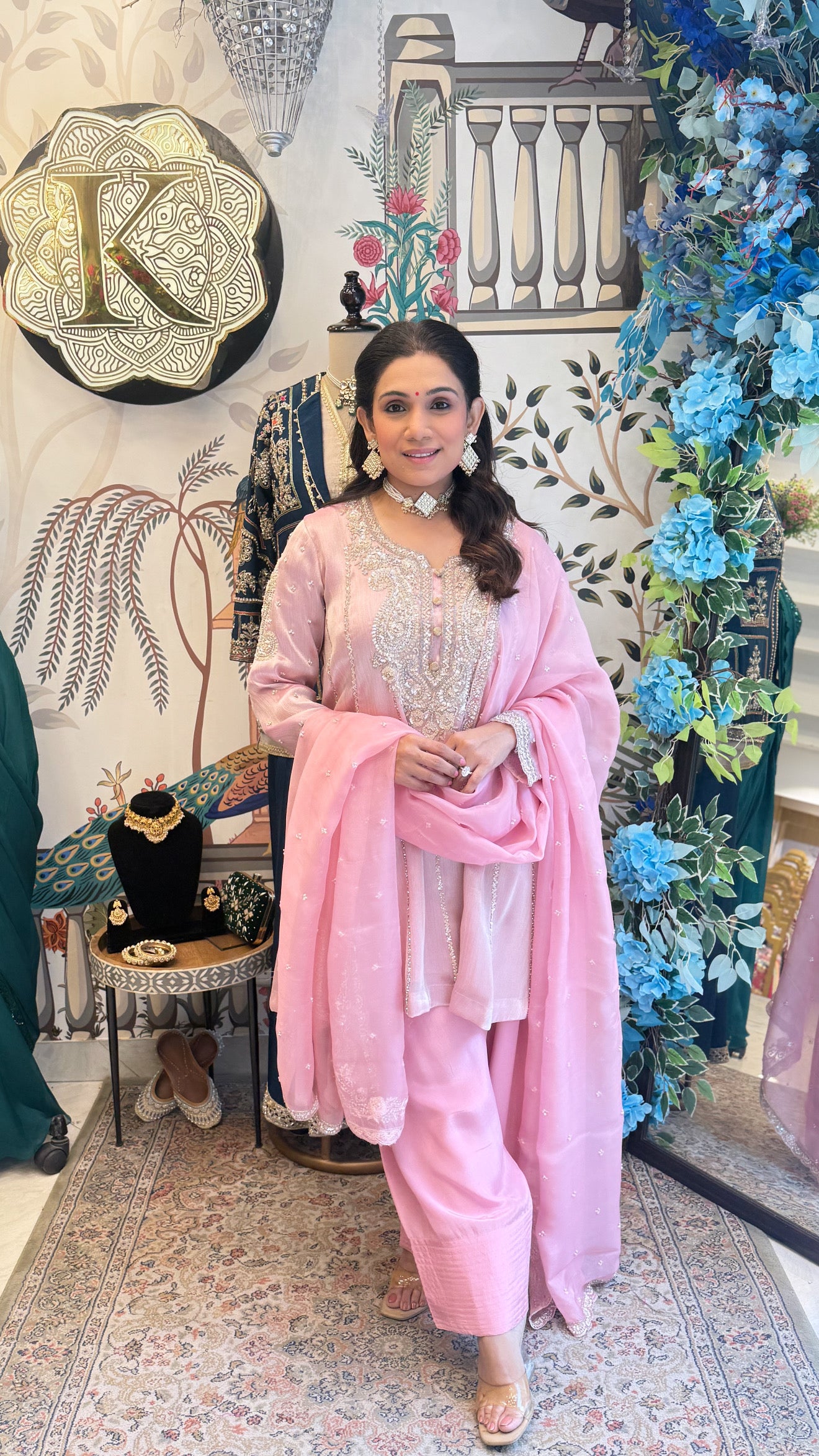 Mehva - Handcrafted Organza Anarkali Set