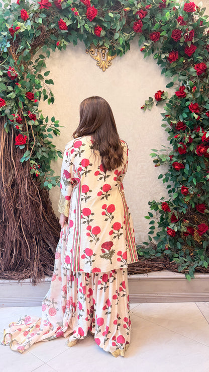 Gulnaar Floral Sharara Set
