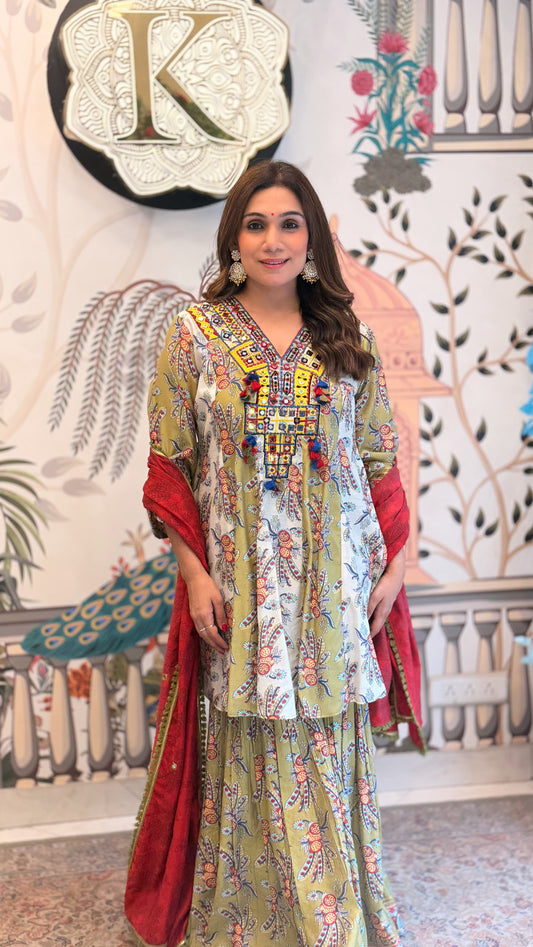 Olive Artisan Kurta Set
