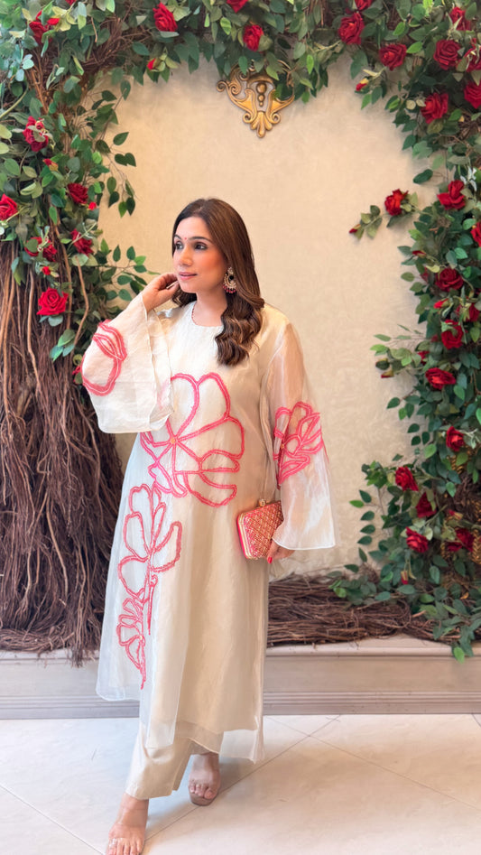 Ivory Petal Tissue kaftan set