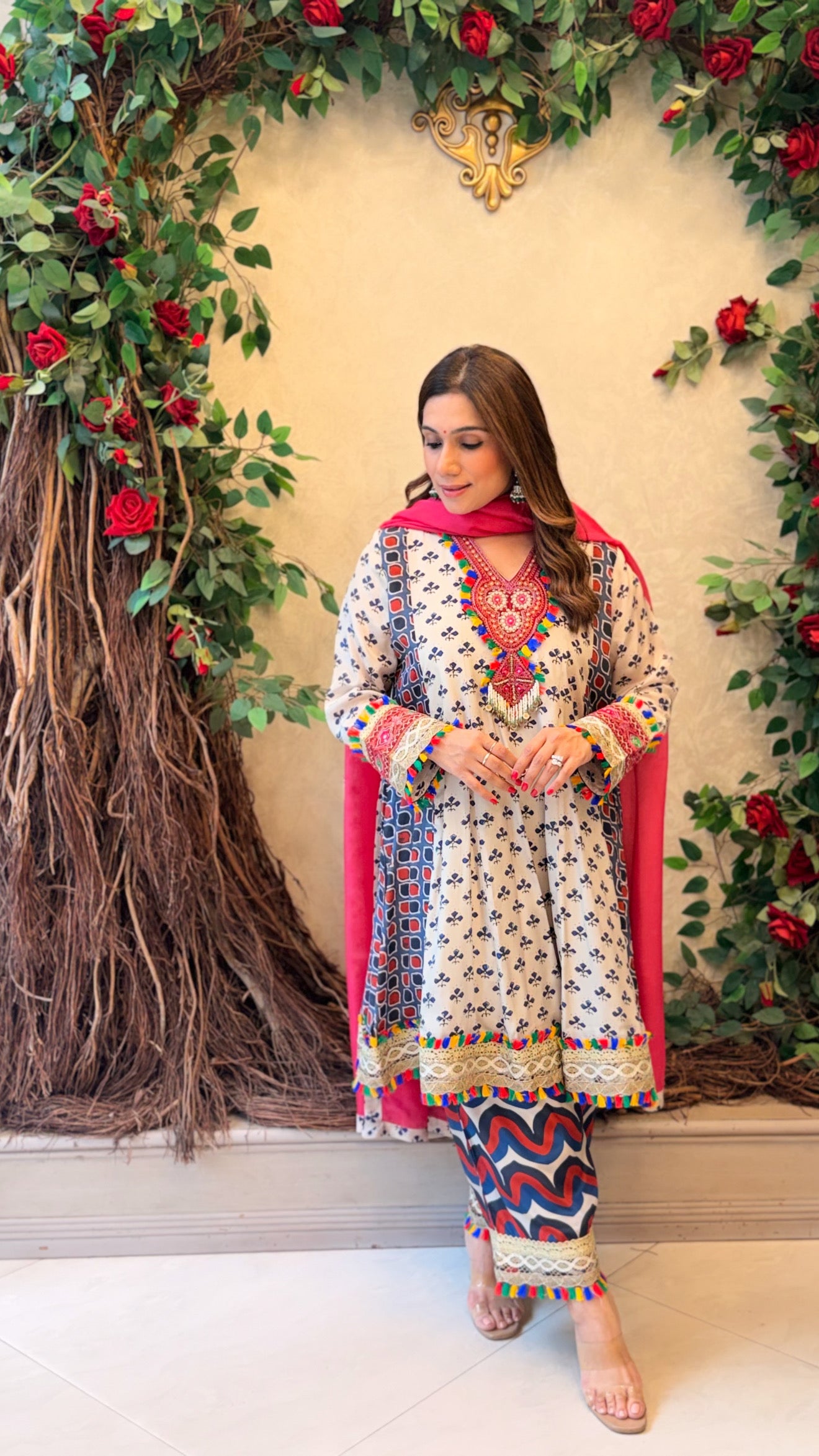 Ivory Mirror Embroidery Suit