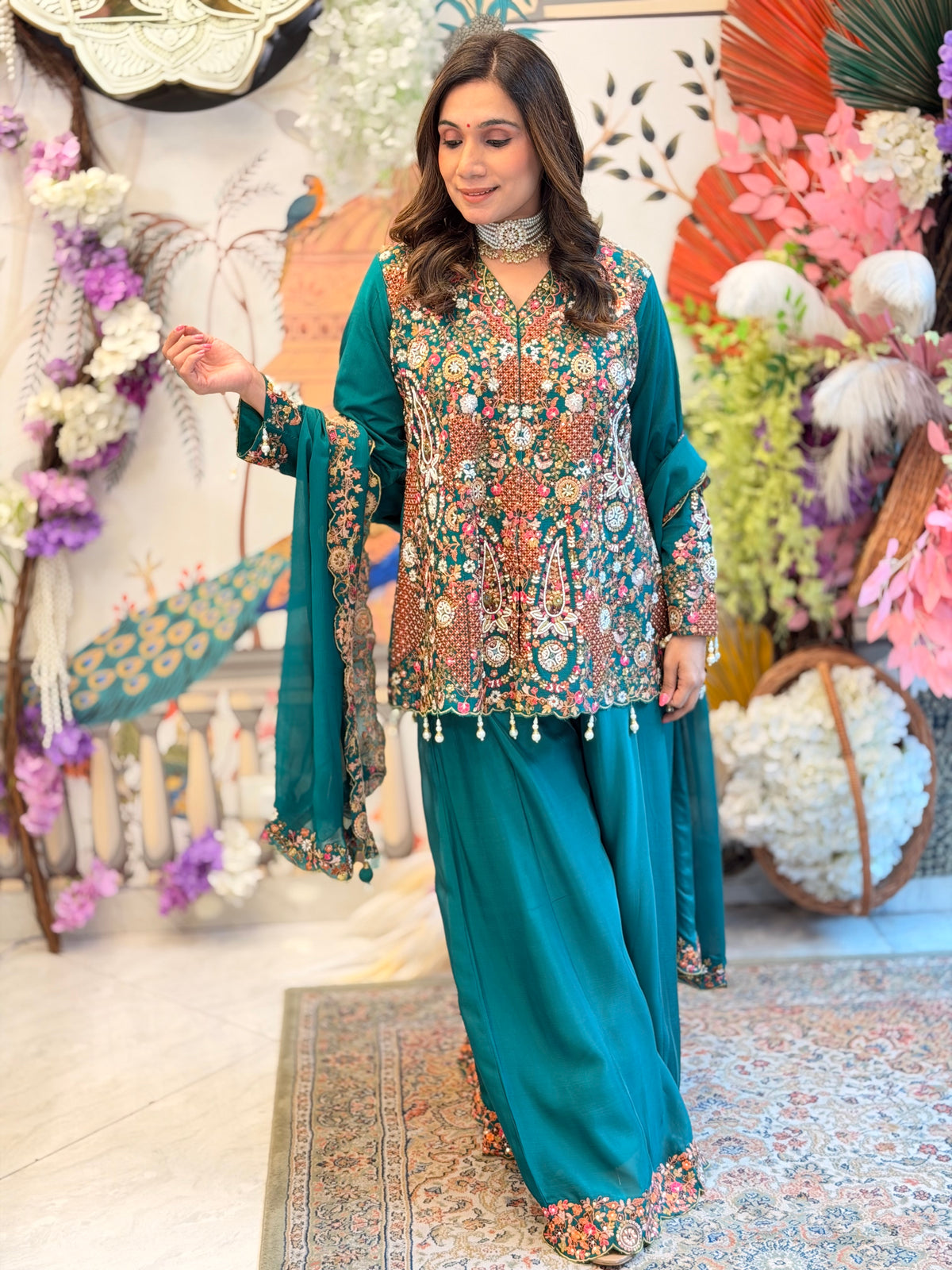 Meher Emerald Sharara Set