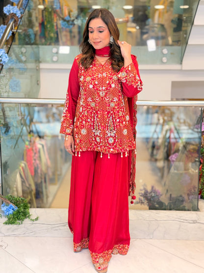 Meher Ruby Sharara Set