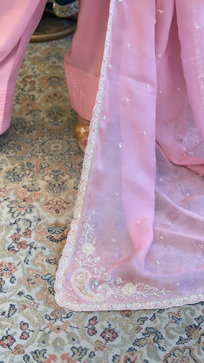 Mehva - Handcrafted Organza Anarkali Set